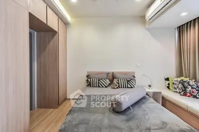 Modern bedroom with stylish decor and cozy ambiance