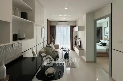 Modern apartment interior with open layout, stylish decor, and natural light
