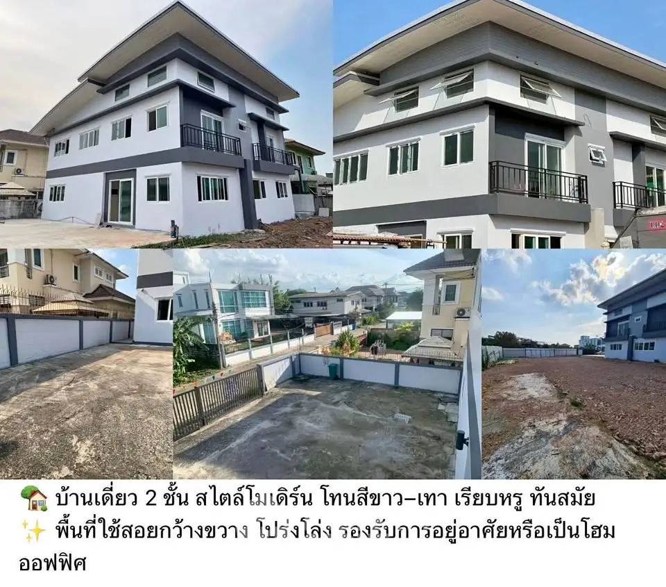 Modern two-story home with spacious yard and contemporary design in serene neighborhood.