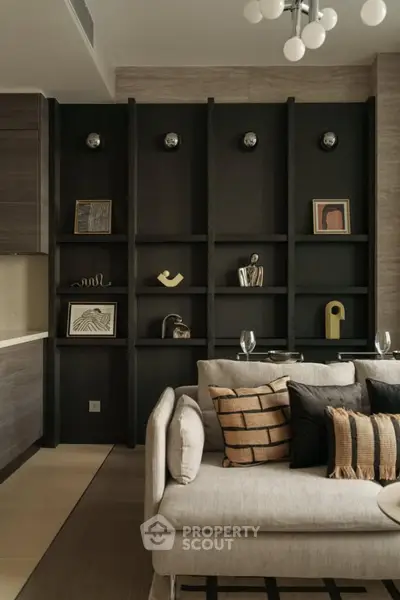 Stylish living room with modern decor and cozy sofa