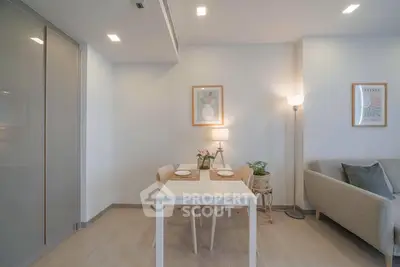 Modern living room with dining area and stylish decor