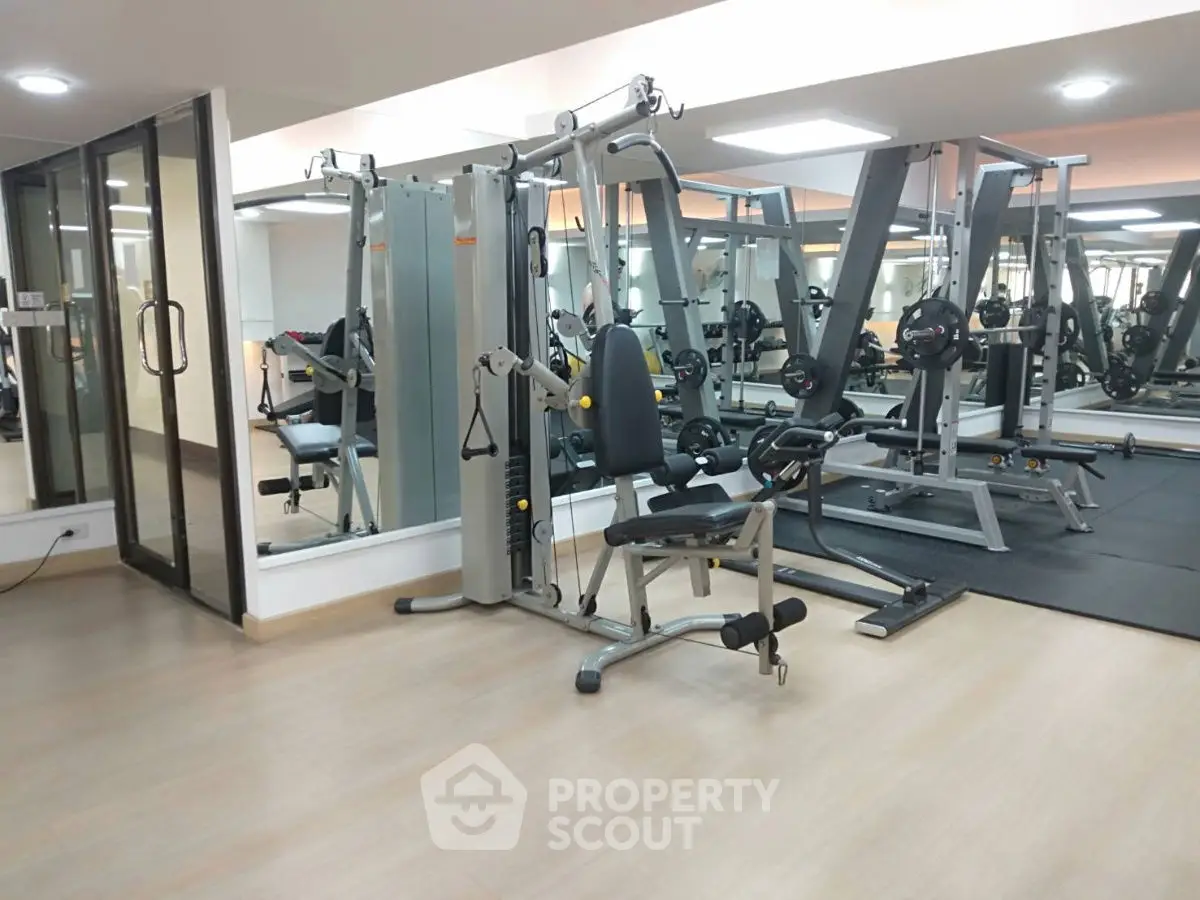 Modern gym with state-of-the-art fitness equipment and mirrored walls