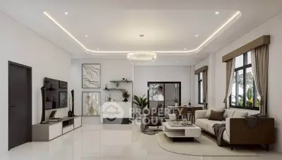 Luxurious modern living room with elegant decor and spacious layout