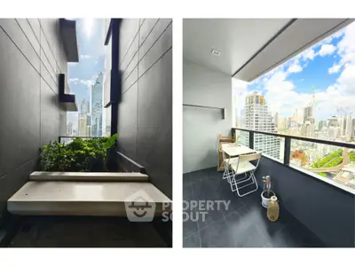 Modern urban balcony with stunning city skyline views and sleek design.