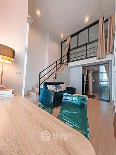 Modern loft apartment with high ceilings and stylish interior design
