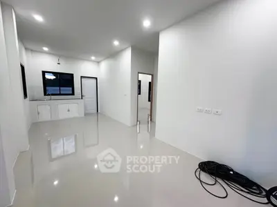 Spacious modern interior with glossy floors and minimalist design