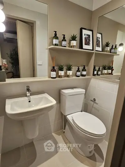 Modern bathroom with sleek fixtures and stylish decor