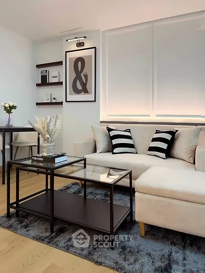 Stylish modern living room with elegant decor and cozy seating area