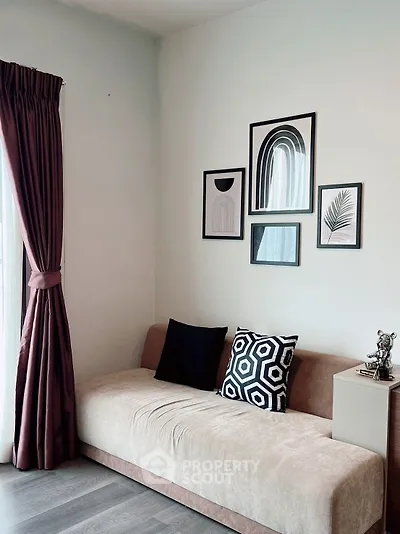 Stylish living room with modern decor and cozy sofa