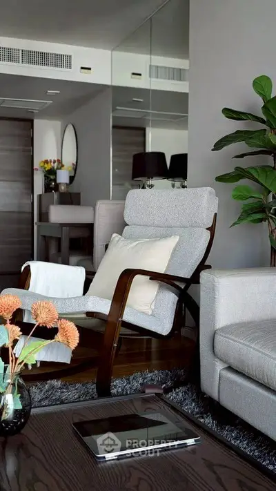 Modern living room with stylish furniture and elegant decor