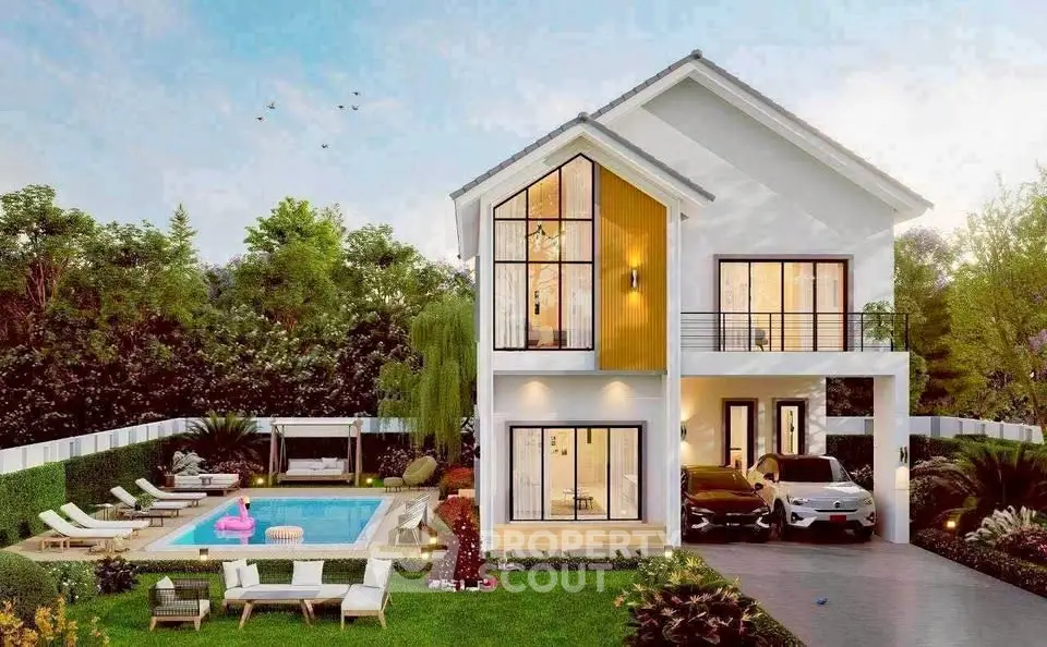 Stunning modern house with pool and lush garden, perfect for luxury living.