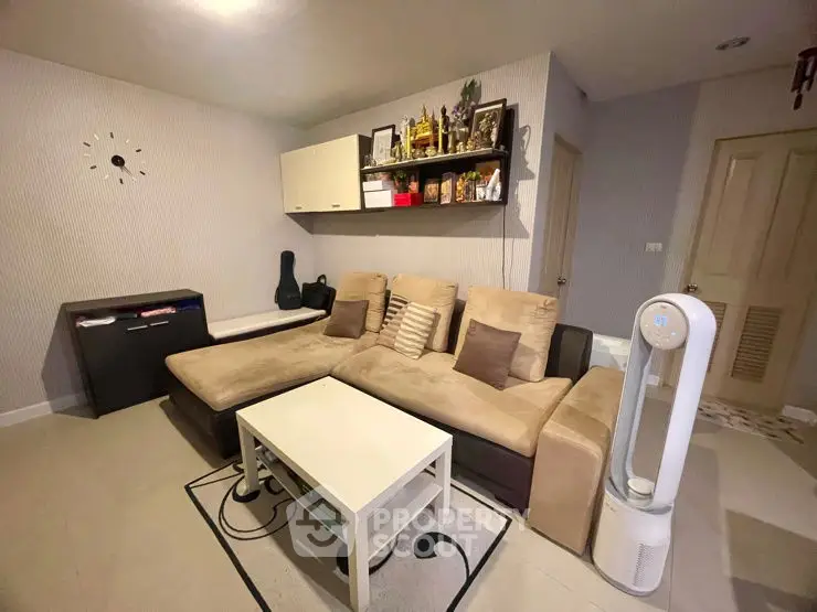 Cozy living room with modern decor and comfortable seating