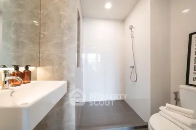 Modern bathroom with sleek design and walk-in shower