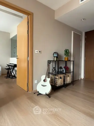 Stylish modern living space with wooden flooring and elegant decor