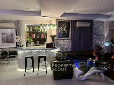 Luxurious modern living room with stylish bar and elegant decor