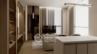 Modern living room with elegant decor and natural light