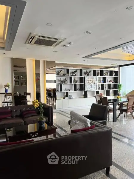 Luxurious modern living room with elegant decor and spacious seating area