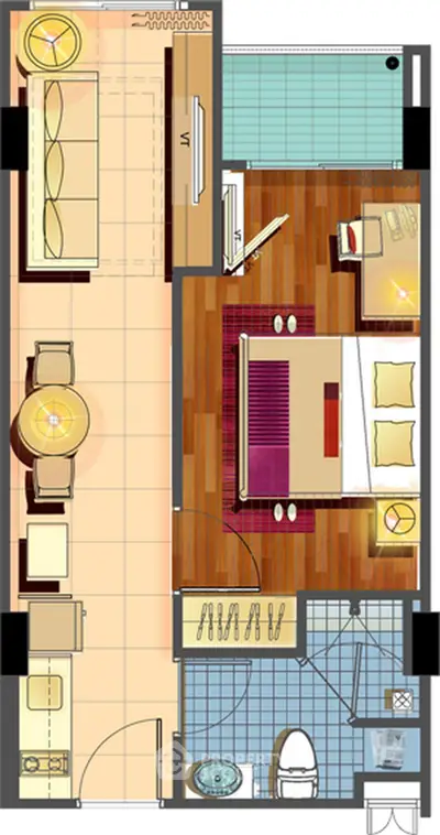 Modern apartment floor plan with open layout and stylish design