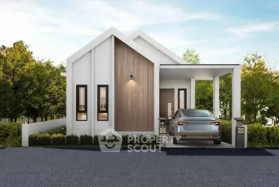 Modern minimalist house exterior with carport and sleek design