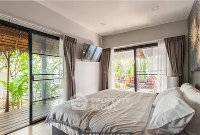 Luxurious bedroom with garden view and modern decor
