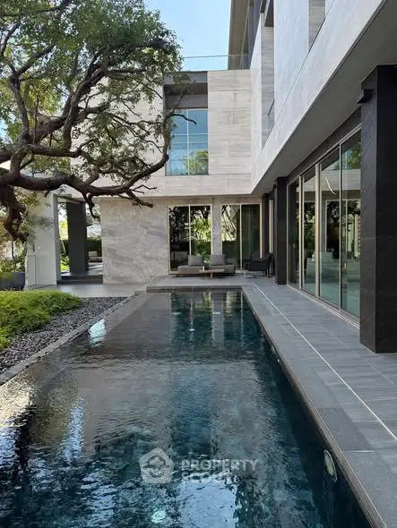 Luxurious modern home with sleek pool and elegant architecture