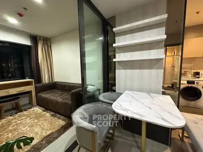 Modern apartment with cozy living area and stylish dining space