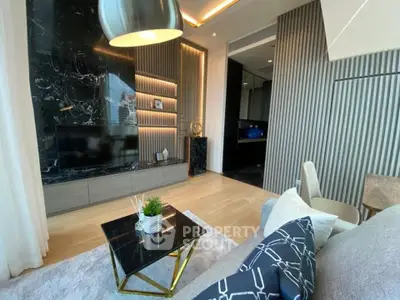 Luxurious modern living room with elegant decor and stylish furniture