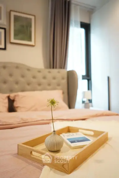 Cozy bedroom with elegant decor and natural light