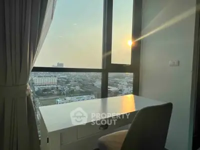 Modern study area with stunning city view and natural light