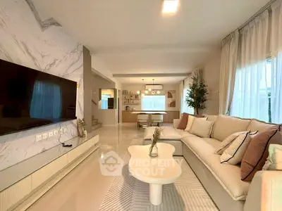 Luxurious modern living room with elegant decor and spacious seating area