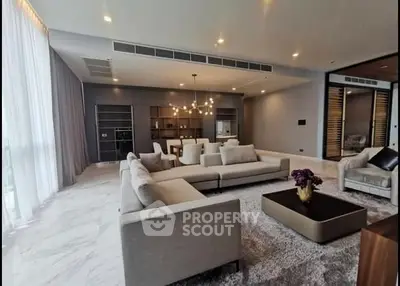 Luxurious modern living room with elegant furniture and ambient lighting