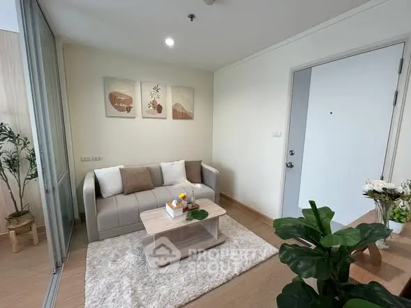 Cozy living room with modern decor and natural light