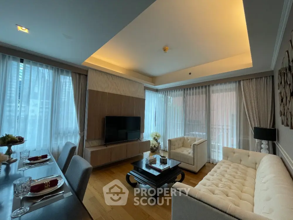 Luxurious living room with elegant decor and natural light