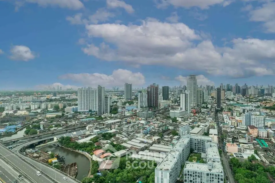 Stunning cityscape view showcasing modern skyscrapers and urban landscape under a vibrant sky.