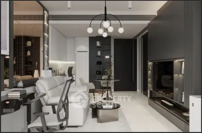 Modern living room with sleek furniture and stylish lighting