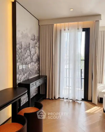 Elegant living room with natural light and stylish decor