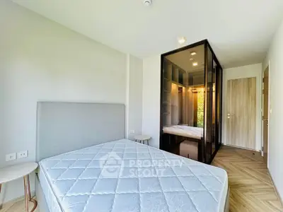 Modern bedroom with large walk-in closet and stylish decor