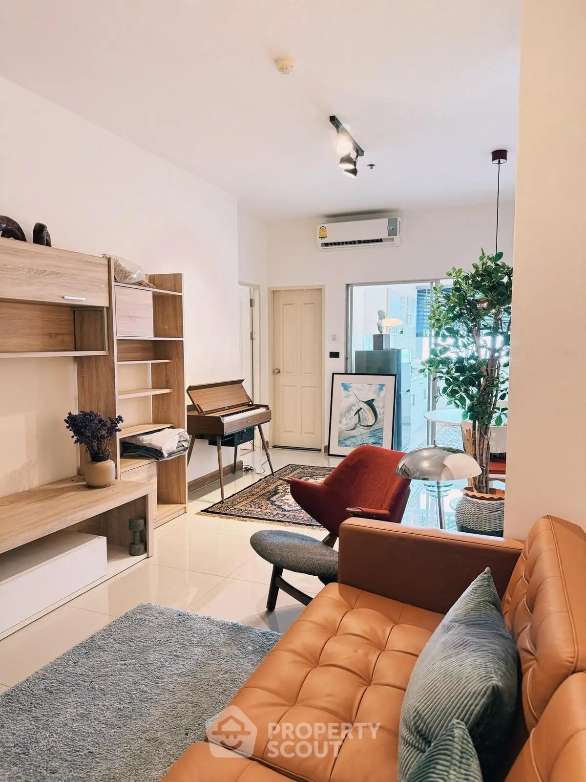 Stylish living room with modern furniture and natural light