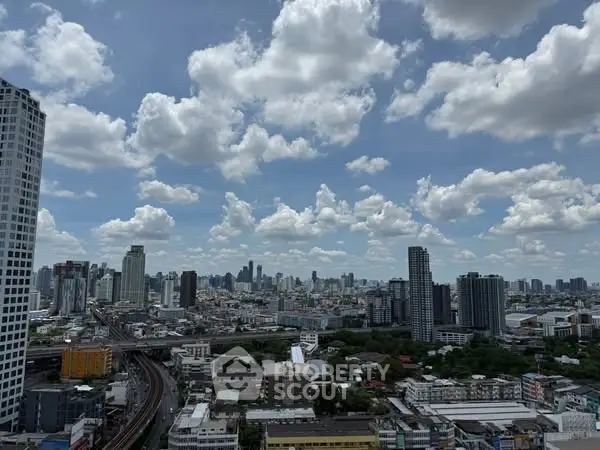 Stunning cityscape view with skyscrapers under a vibrant sky, perfect for urban living enthusiasts.