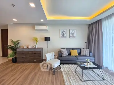 Modern living room with stylish decor and natural light