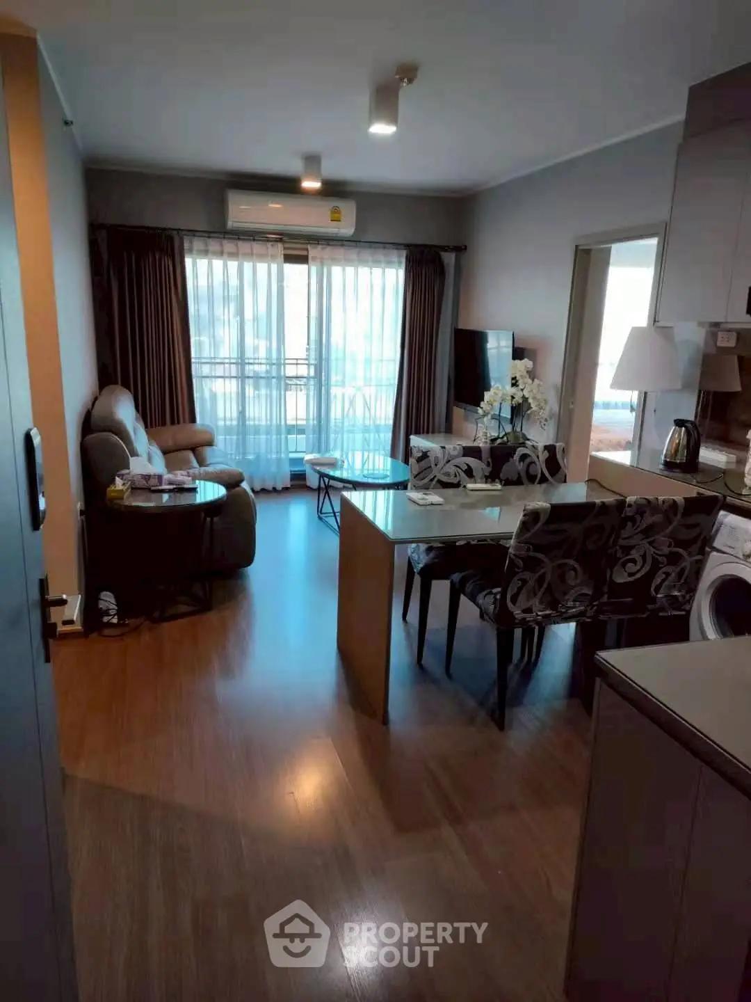 Modern living room with open layout and stylish furniture