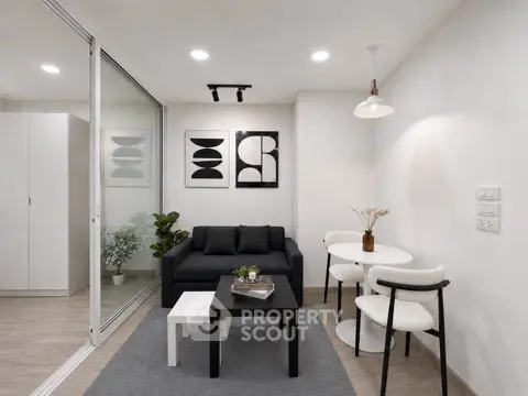 Modern living room with sleek furniture and minimalist decor