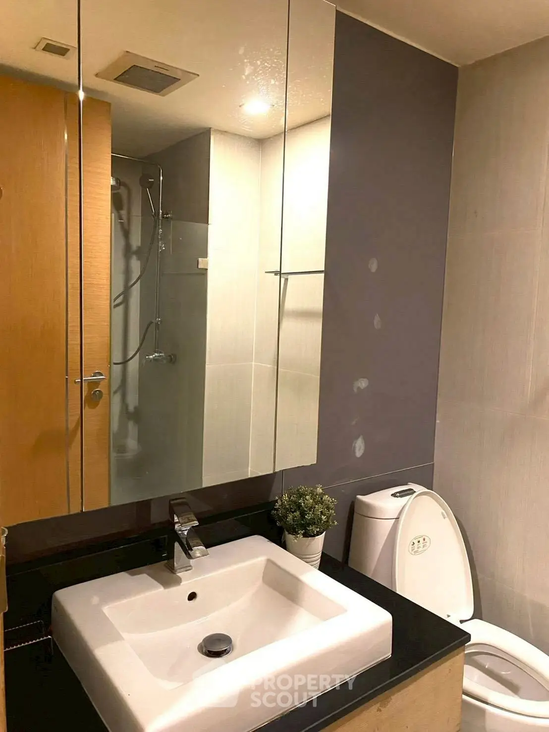 Modern bathroom with sleek fixtures and stylish design