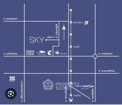 Map showing location of SKY property near major landmarks and roads.