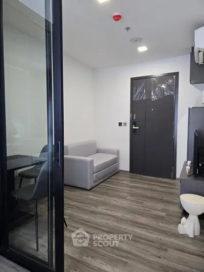 Modern apartment interior with sleek design and cozy furniture