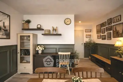 Charming vintage-style living room with elegant decor and warm lighting.