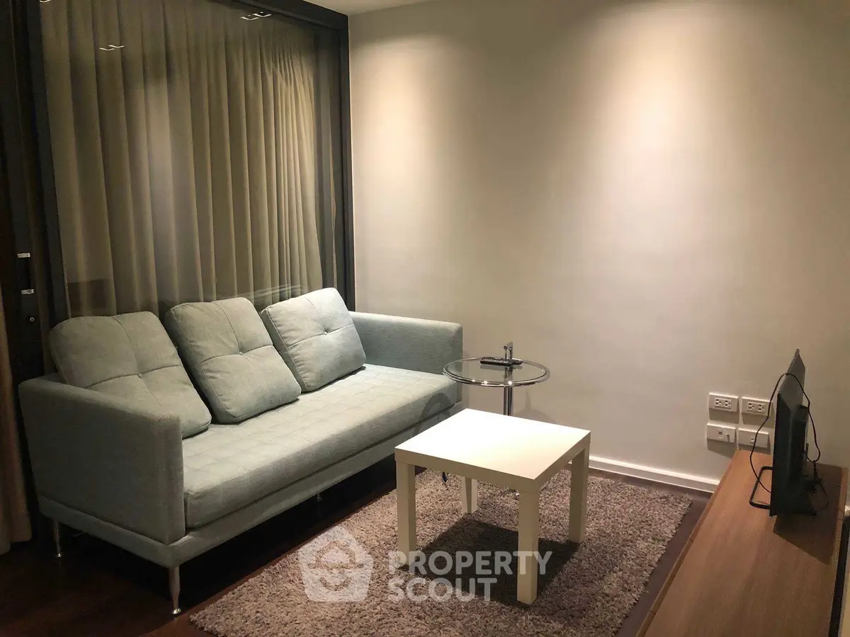 Cozy living room with modern sofa and sleek furniture design