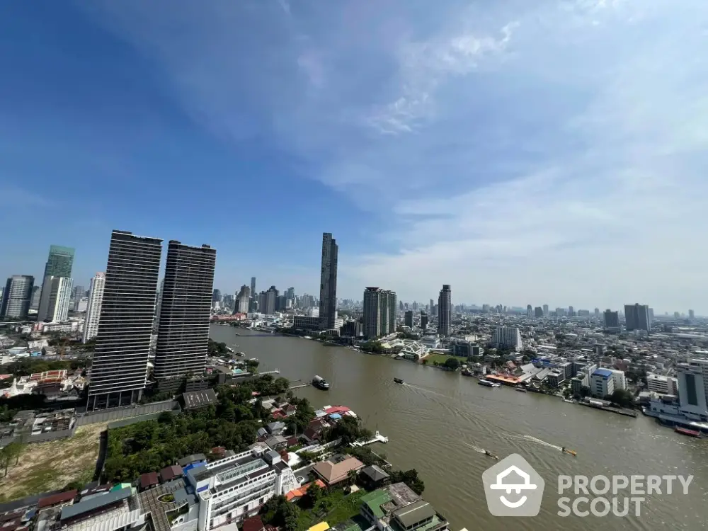 Stunning high-rise cityscape view with river and skyline