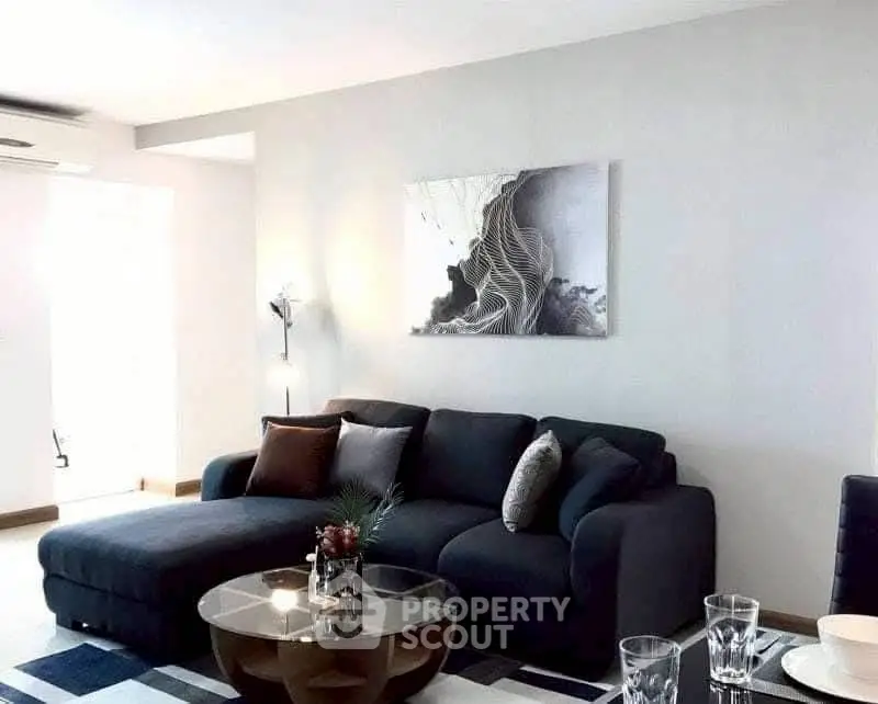 Modern living room with stylish decor and comfortable seating