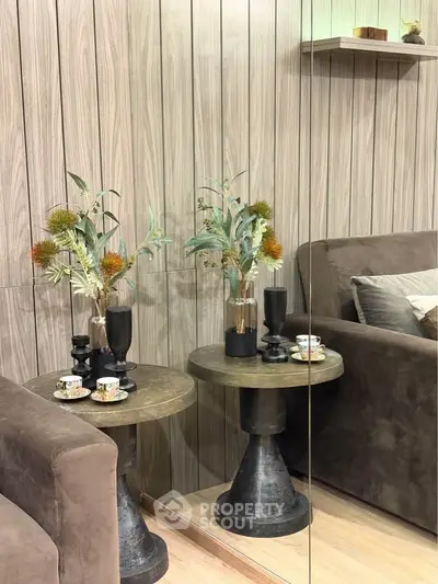 Stylish living room corner with modern decor and cozy seating